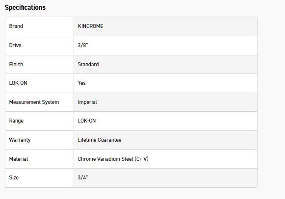 KINCROME K26076 LOKON SOCKET DEEP 3/8DR 3/4 - Image 2