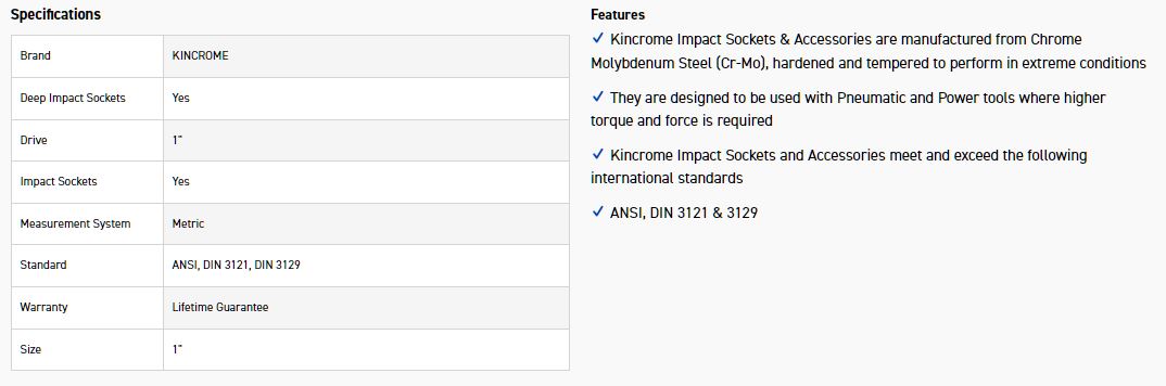 KINCROME K2696 IMPACT SKT DEEP 1 DR 46MM - Image 2