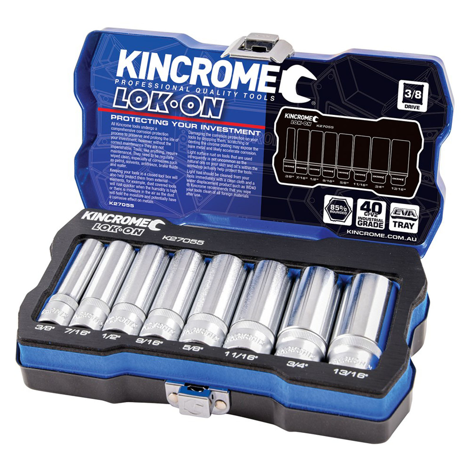 KINCROME K27055 LOKON SET 3/8 DEEP 8P-IMP
