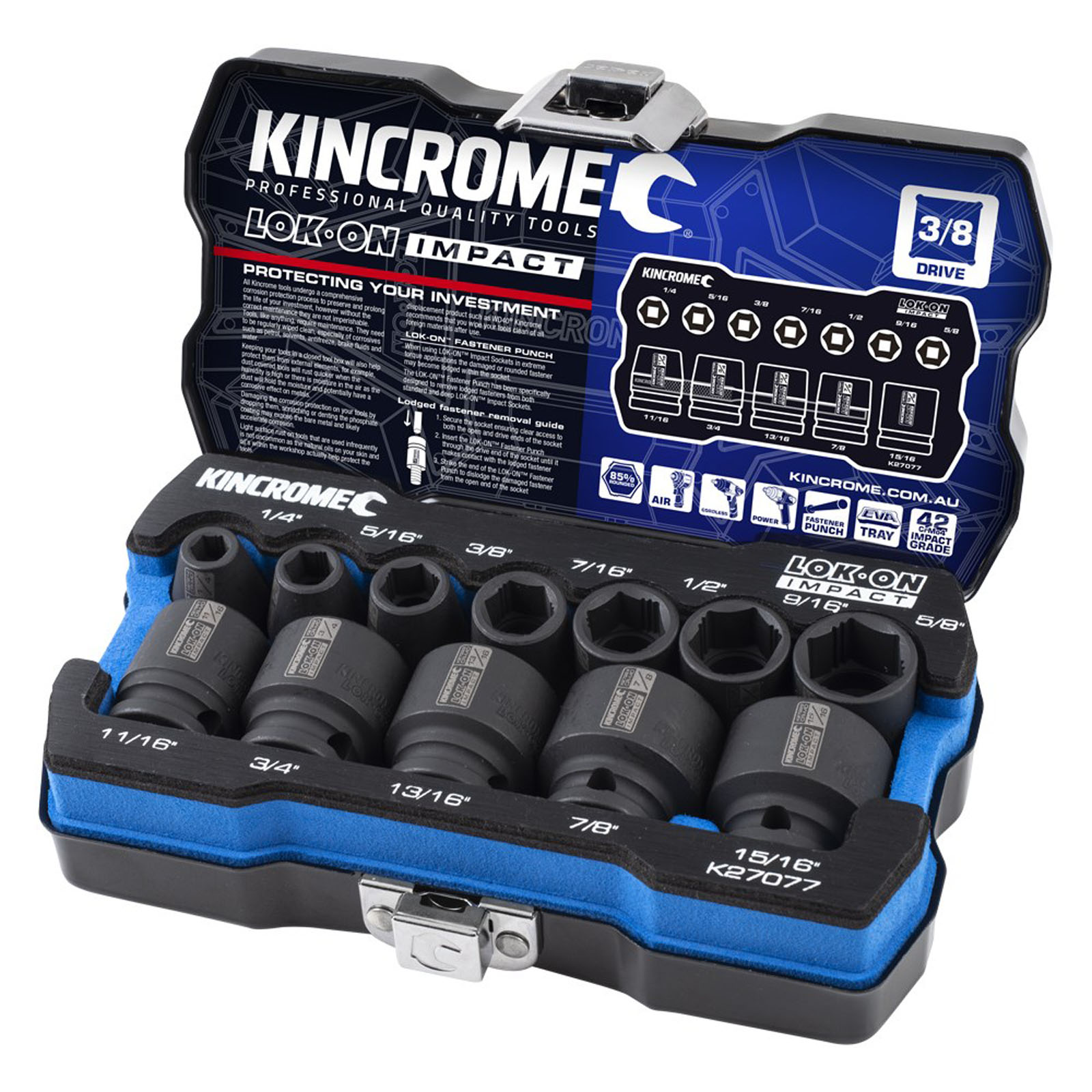 KINCROME K27077 LOKON IMP SET 12P 3/8" IMP
