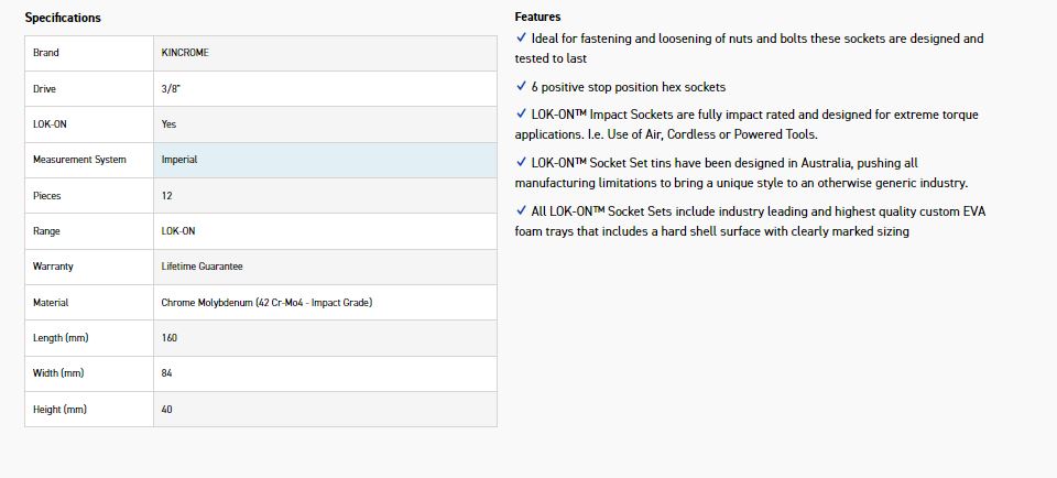 KINCROME K27077 LOKON IMP SET 12P 3/8" IMP - Image 3