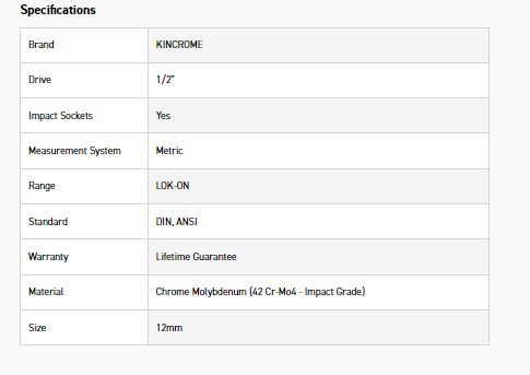 KINCROME K27104 LOKON IMPACT SKT 1/2DRV 12MM - Image 2