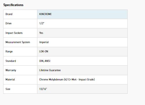 KINCROME K27148 LOKON IMPACT SKT 1/2DRV 13/16 - Image 2