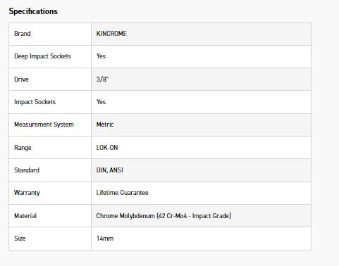 KINCROME K27186 LOKON IMP SKT DEEP 3/8DRV 14MM - Image 2