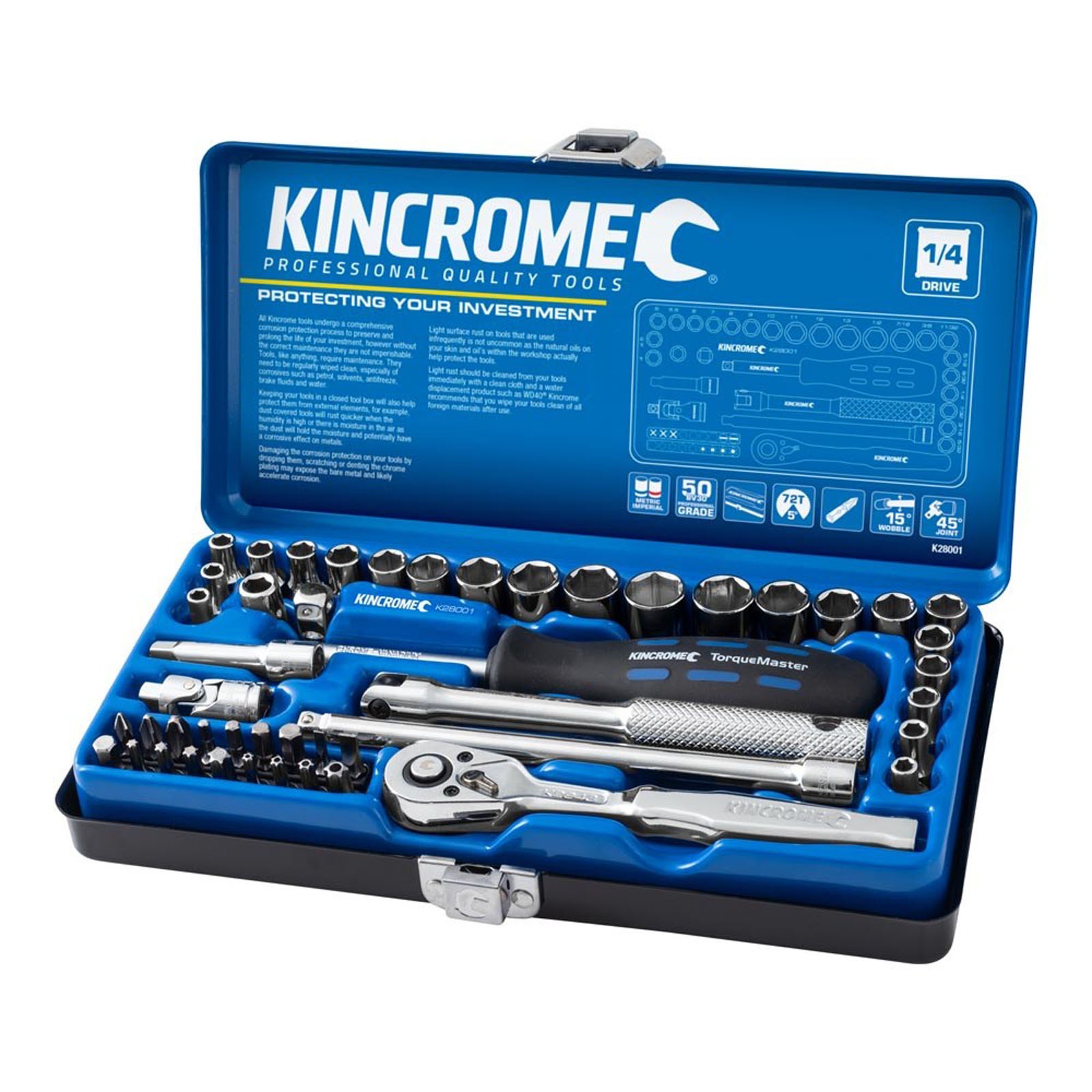 KINCROME K28001 SKT SET 48PC 1/4 DR MET/IMP