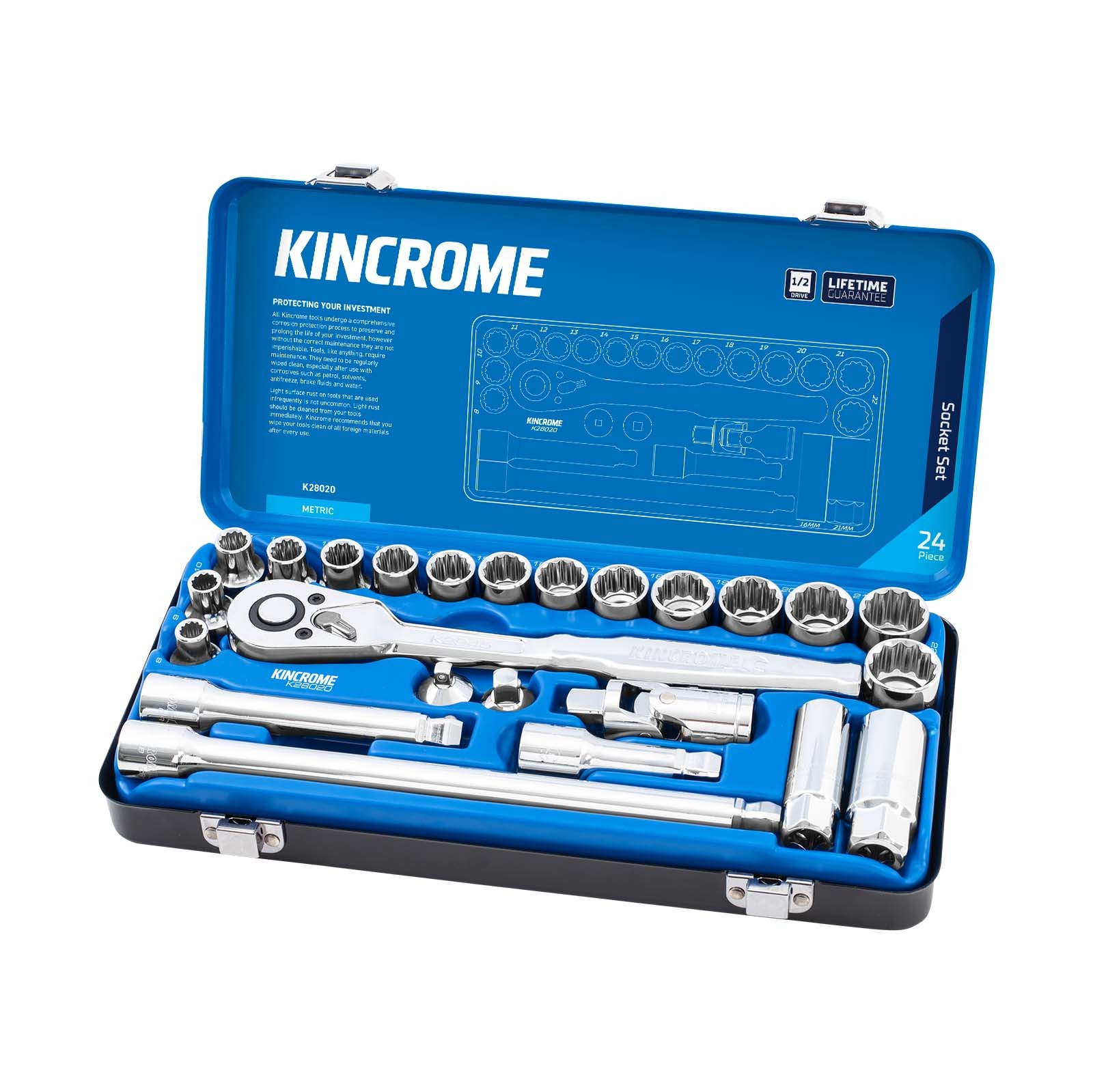 KINCROME K28020 SKT SET 24P 1/2DR MET