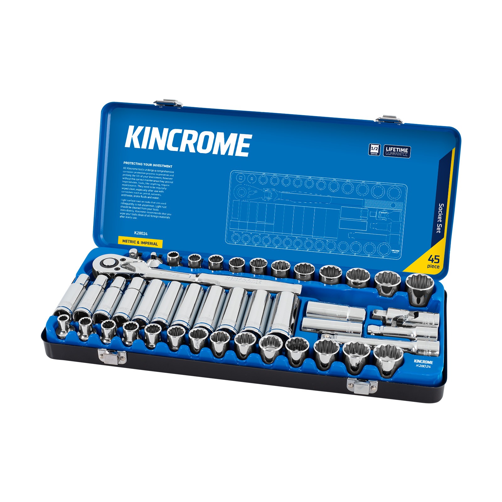 KINCROME K28024 SKT SET 45P 1/2D MET/AF STD/DP - Image 2