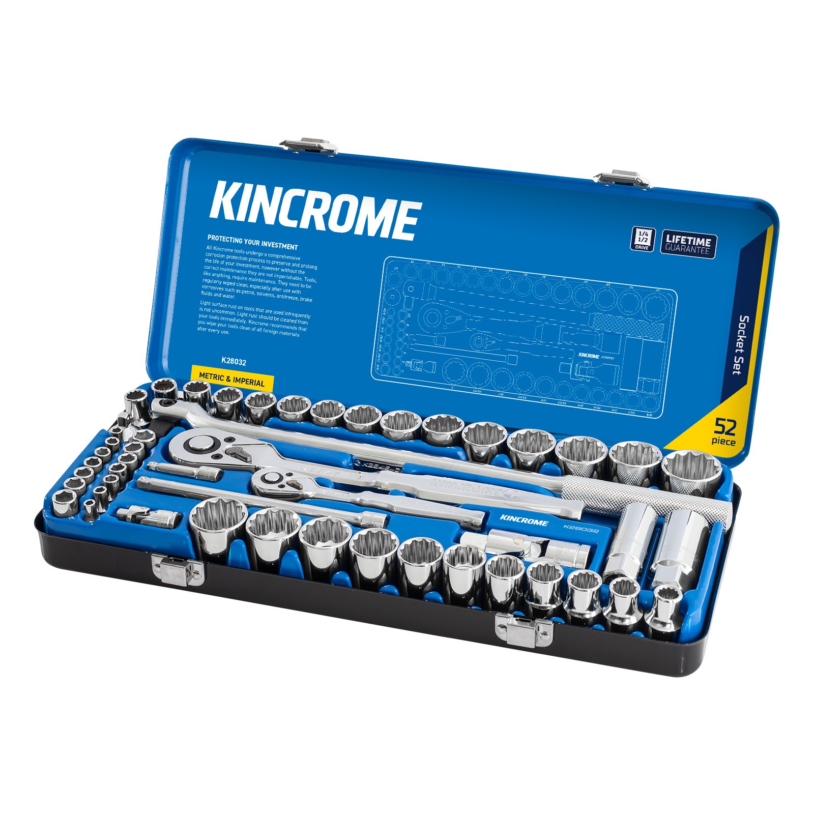 KINCROME K28032 SKT SET 52P 1/4 & 1/2D MET/IMP