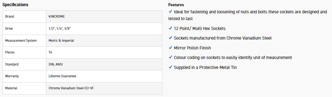 KINCROME K28041 SKT SET 74P 1/4_3/8 & 1/2DRV - Image 2