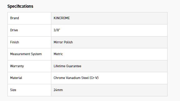 KINCROME K28472 SOCKET 3/8DR 24MM (MP) - Image 2