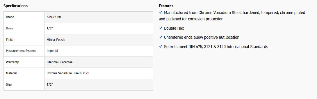 KINCROME K2886 SOCKET 1/2DR 1/2 (MP) - Image 2