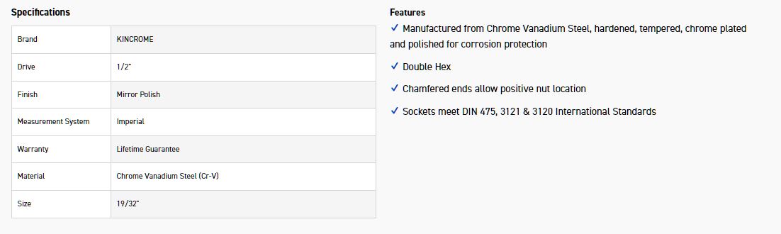 KINCROME K2888 SOCKET 1/2DR 19/32 (MP) - Image 2