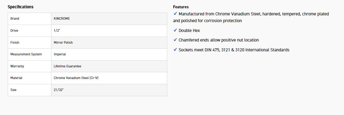 KINCROME K2890 SOCKET 1/2DR 21/32 (MP) - Image 2