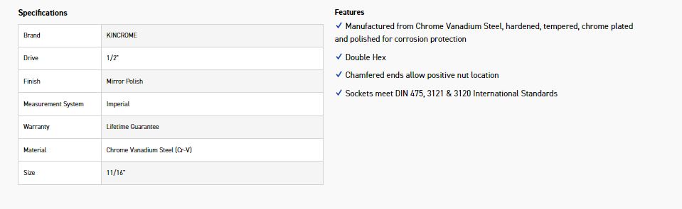 KINCROME K2891 SOCKET 1/2DR 11/16 (MP) - Image 2
