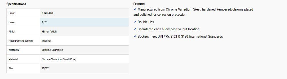 KINCROME K2893 SOCKET 1/2DR 25/32 (MP) - Image 2