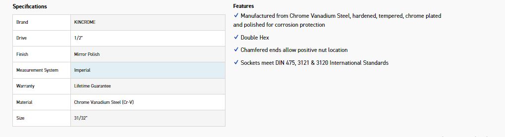 KINCROME K2897 SOCKET 1/2DR 31/32 (MP) - Image 2