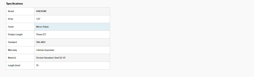 KINCROME K2915 EXT BAR 1/4DR 75MM (3IN) (MP) - Image 2