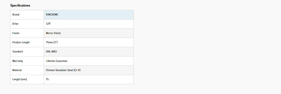 KINCROME K2920 EXT BAR 3/8DR 75MM (3") (MP) - Image 2