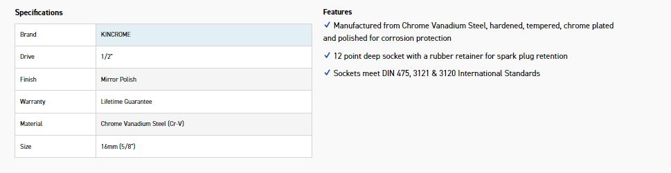 KINCROME K2955 SKT SPKPLG 1/2D 5/8 16MM (MP) - Image 2