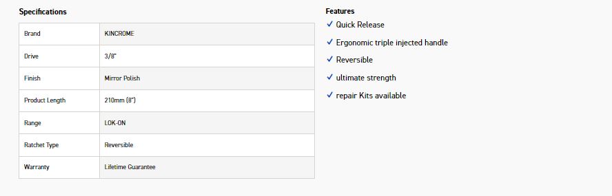 KINCROME K2957 LOKON RATCHET 3/8D-72T - Image 4