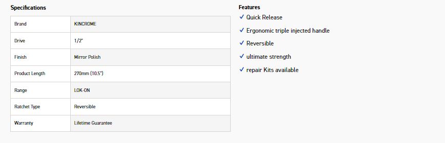 KINCROME K2958 LOKON RATCHET 1/2D-60T - Image 4
