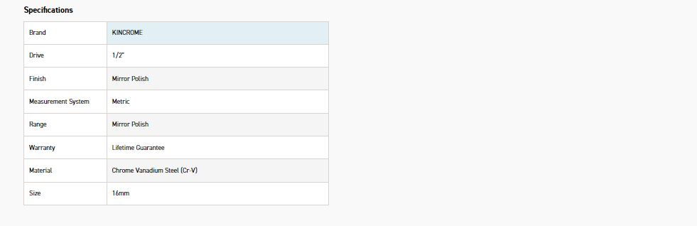 KINCROME K2978 SOCKET DEEP 1/2DR 16MM (MP) - Image 2