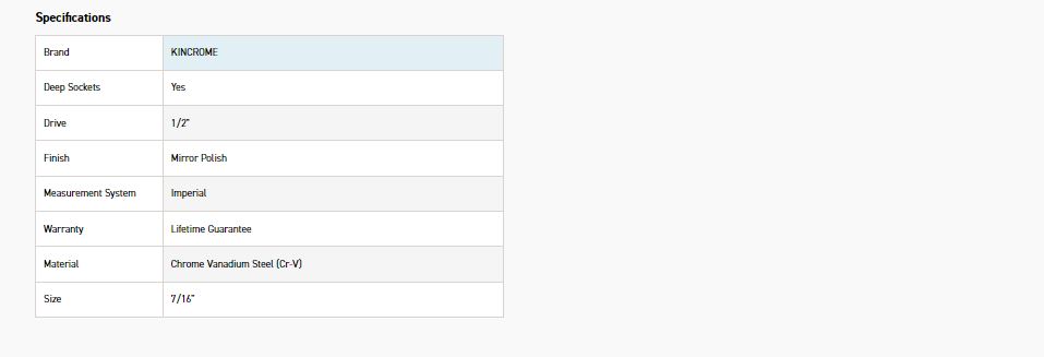 KINCROME K2986 SOCKET DEEP 1/2DR 7/16 (MP) - Image 2