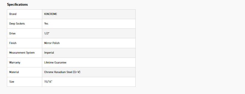 KINCROME K2994 SOCKET DEEP 1/2DR 15/16 (MP) - Image 2
