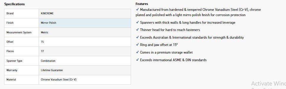 KINCROME K3028 17P COMBO SPANNER SET MET (MP) - Image 2