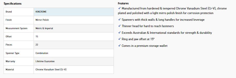 KINCROME K3029 22P COMB SPAN SET MET/IMP (MP) - Image 2