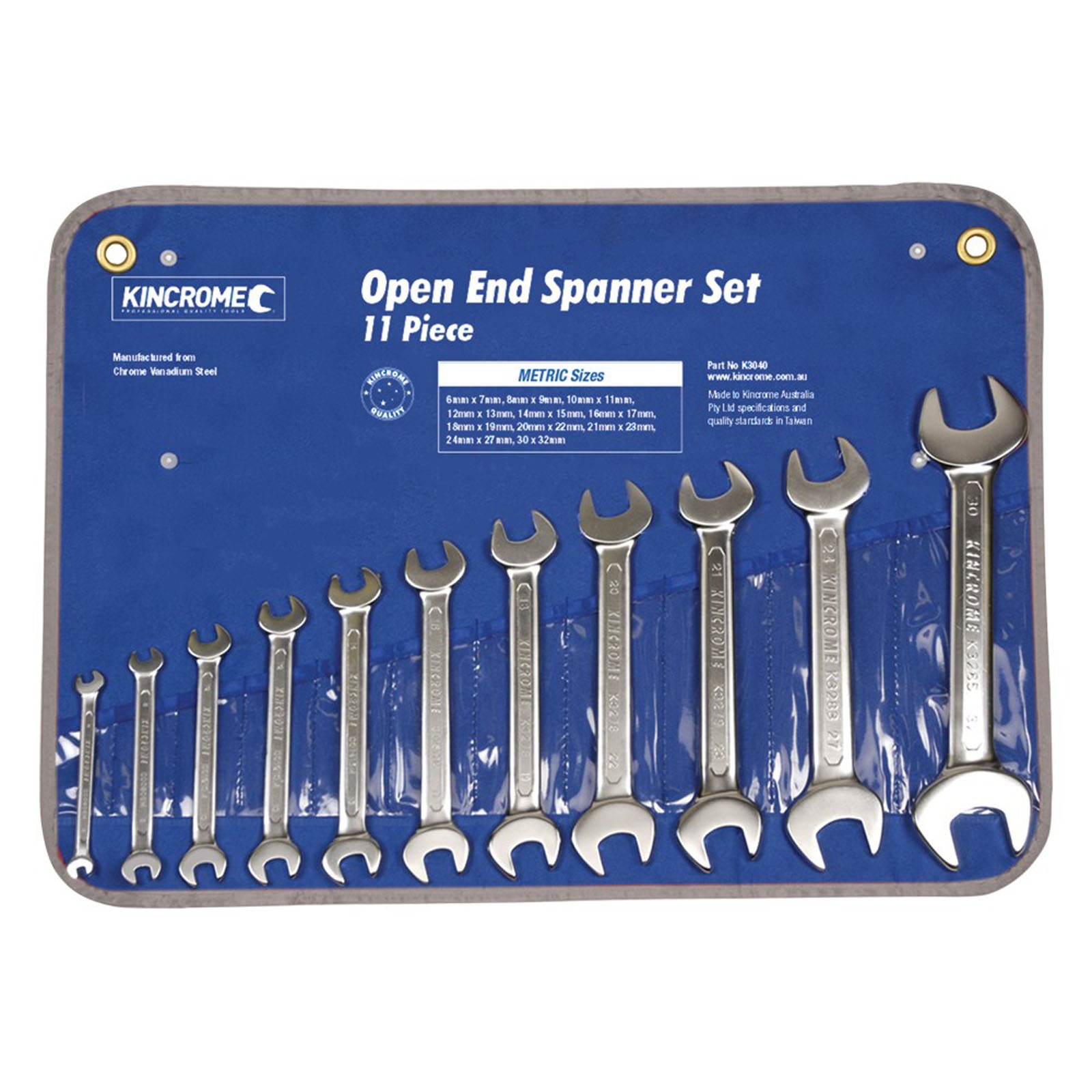 KINCROME K3040 11P D/OPEN SPANNER SET MET