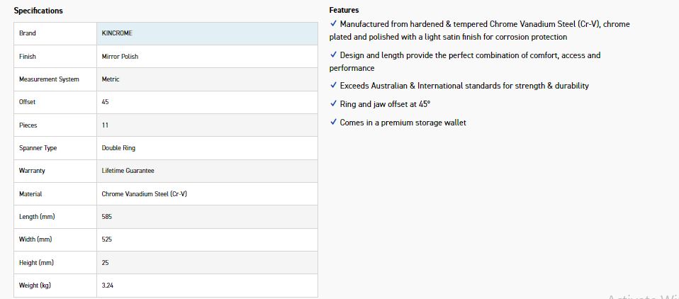 KINCROME K3050 11P D/RING SPANNER SET MET - Image 4