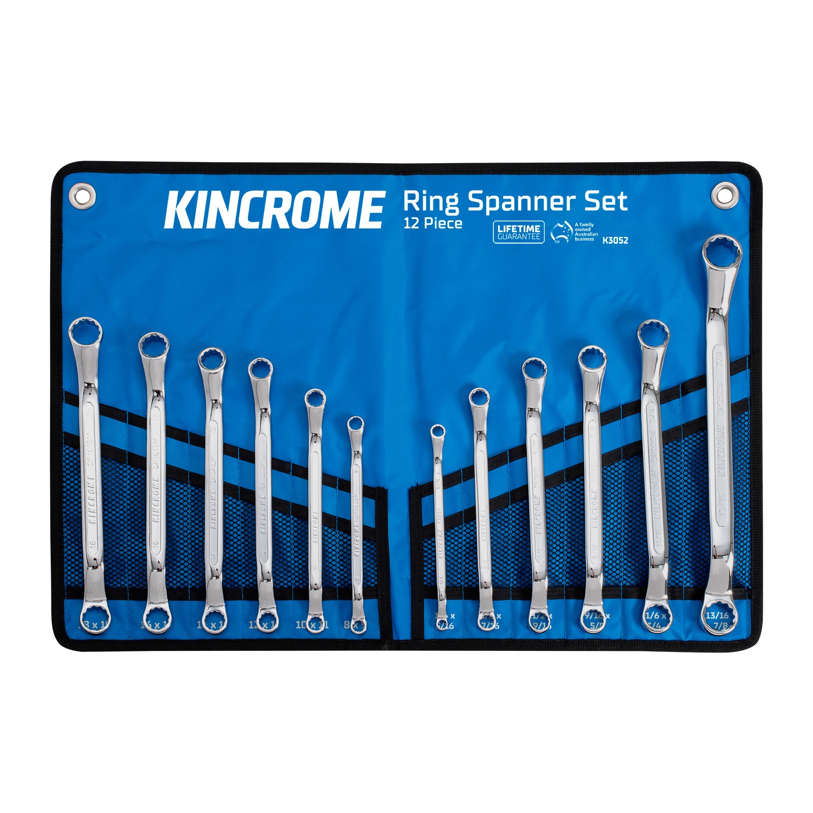 KINCROME K3052 12P D/RING SPANNER SET MET/IMP