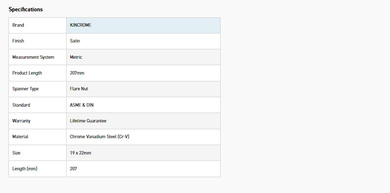 KINCROME K3392 SPANNER F/NUT 19 X 22MM - Image 2