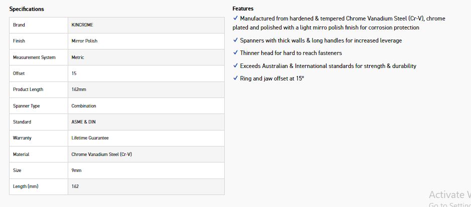 KINCROME K3503 9MM COMBO SPANNER (MP) - Image 2