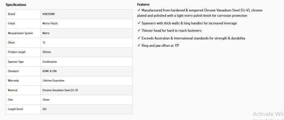 KINCROME K3510 16MM COMBO SPANNER (MP) - Image 2