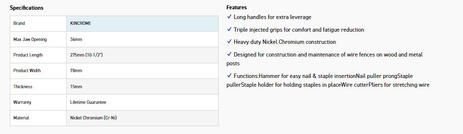 KINCROME K4069 FENCING PLIER PARROT BEAK - Image 5