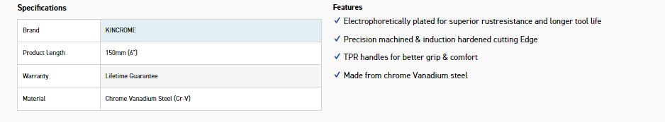 KINCROME K4204 DIAGONAL CUTTER 150MM (6") - Image 2