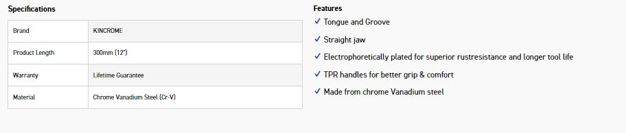 KINCROME K42062 MULTIGRIP PLIER 300MM (12") - Image 2
