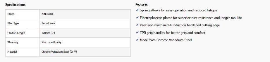 KINCROME K4207 MINI ROUND NOSE 120MM - Image 2