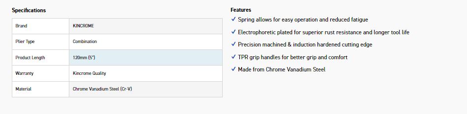 KINCROME K4209 MINI COMB PLIER 120MM - Image 2