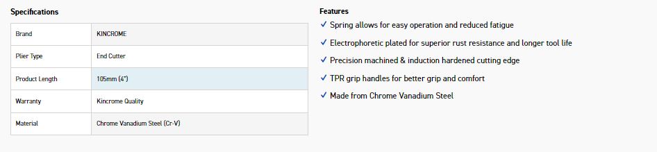 KINCROME K4210 MINI END CUTTER 105MM - Image 2