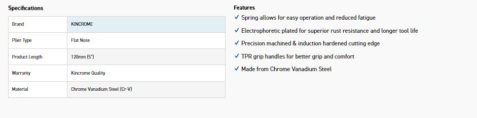 KINCROME K4211 MINI FLAT NOSE 120MM - Image 2
