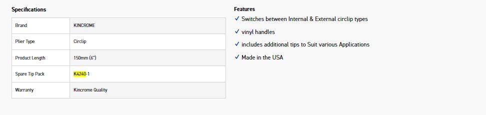 KINCROME K4240 6" CIRCLIP PLIERS 150MM - Image 2