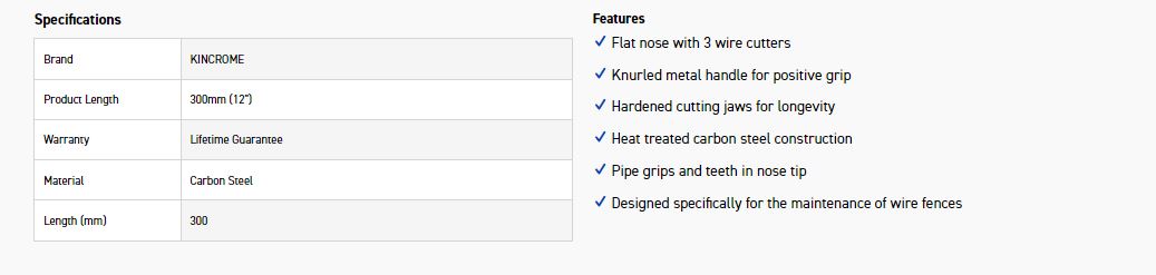 KINCROME K4512 FENCING PLIERS 12" 300MM - Image 3