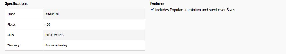 KINCROME K4980 RIVET PACK 120 PIECE - Image 2