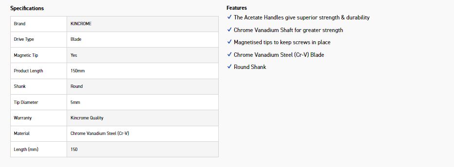 KINCROME K5154 ACETATE 5MM X 150MM INS - Image 2