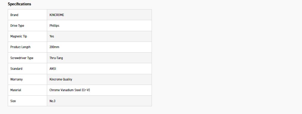 KINCROME K5184 THRU-TANG PHILLIPS #3 X 200MM - Image 2
