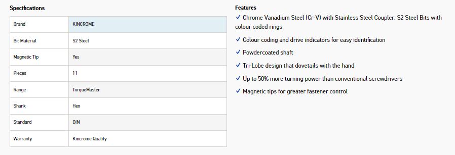 KINCROME K5514 11PCE T'PROOF TORX BIT SET - Image 4