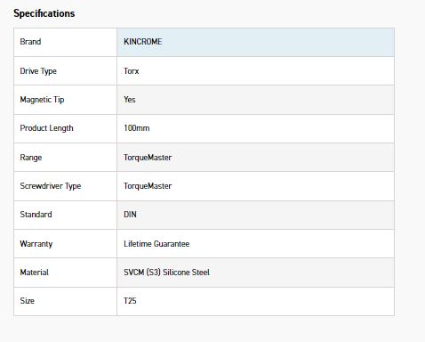 KINCROME K5574 S/DRIVER TORX 100MM X T25 - Image 6